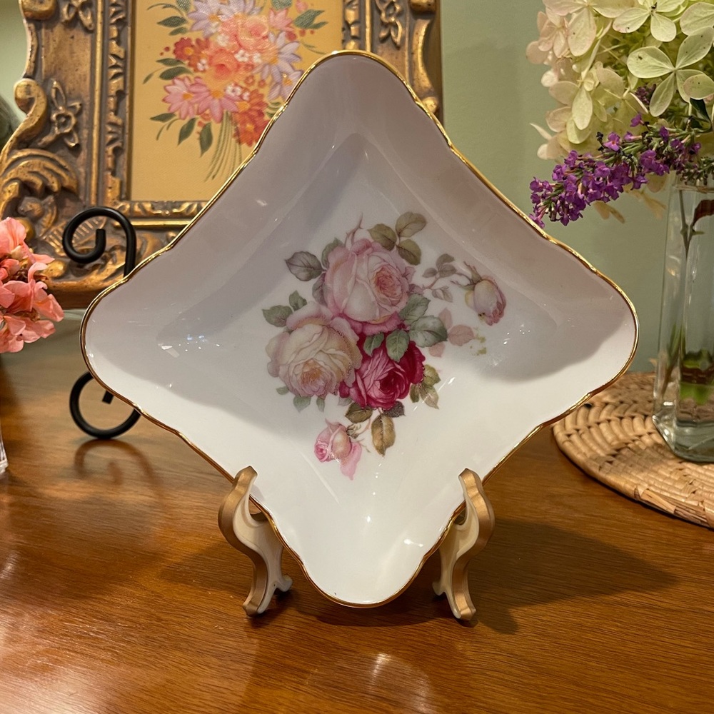 Small Square Dish - Bavaria Schumann Germany - Antique Rose #51